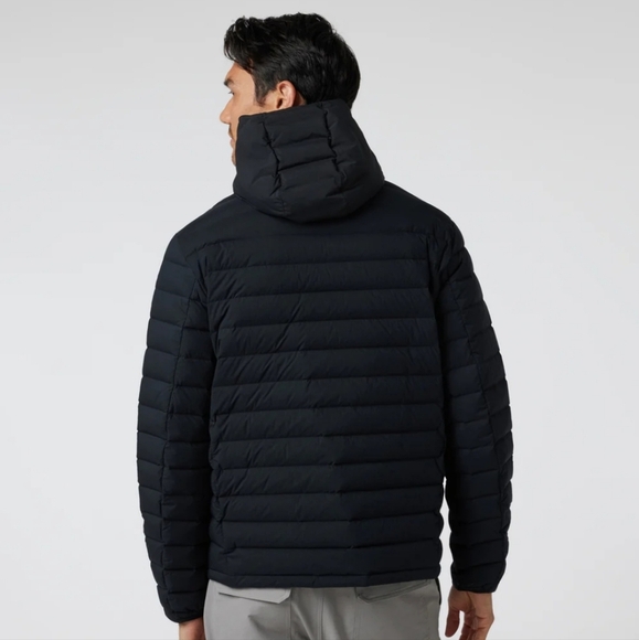 Vuori Black Puffer Jacket with High Collar and Slim Fit - Picture 6 of 7